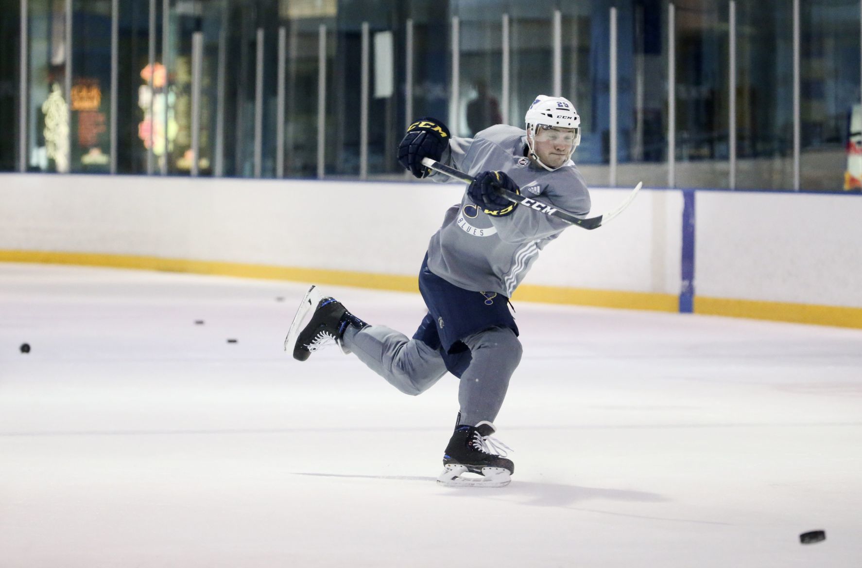 Blues practice before playoffs